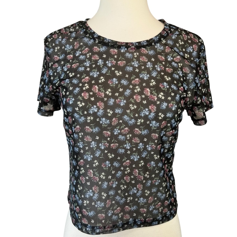 Aeropostale floral mesh babydoll top
